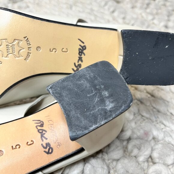 Women's AMALFI ITALY Size 5 Vintage Square Toe Ivory Close Toe Heel Shoe - Picture 13 of 16